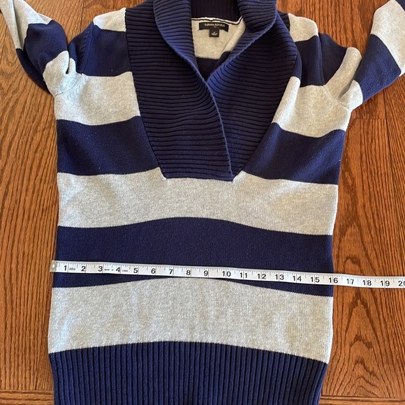 Banana Republic woman’s bold striped sweater 100% cotton Shawl collar Med - Picture 11 of 12